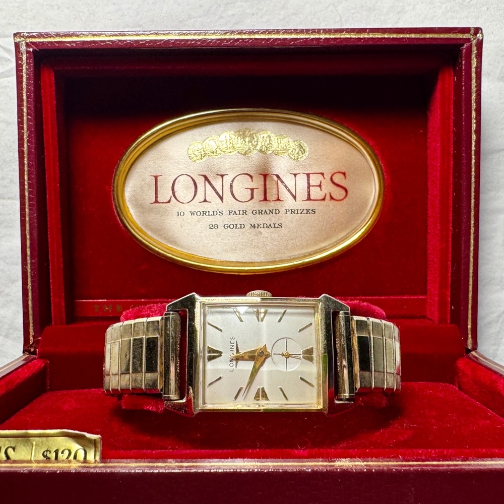 Vintage Longines Tank Style 10K Gold Filled Watch Original Box Running Swiss